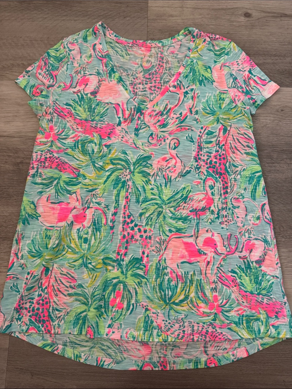 Etta V-Neck Top in On Parade EUC